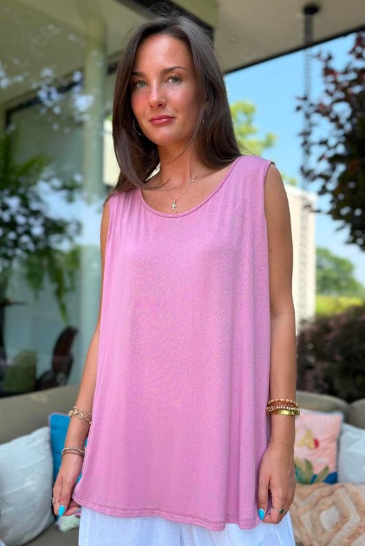 Essential Jersey Layering Vest Indian Pink